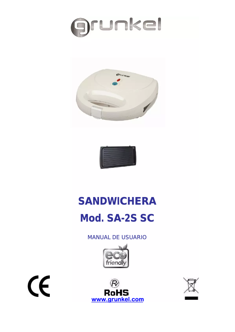 First page image of the manual for SA 2S SC