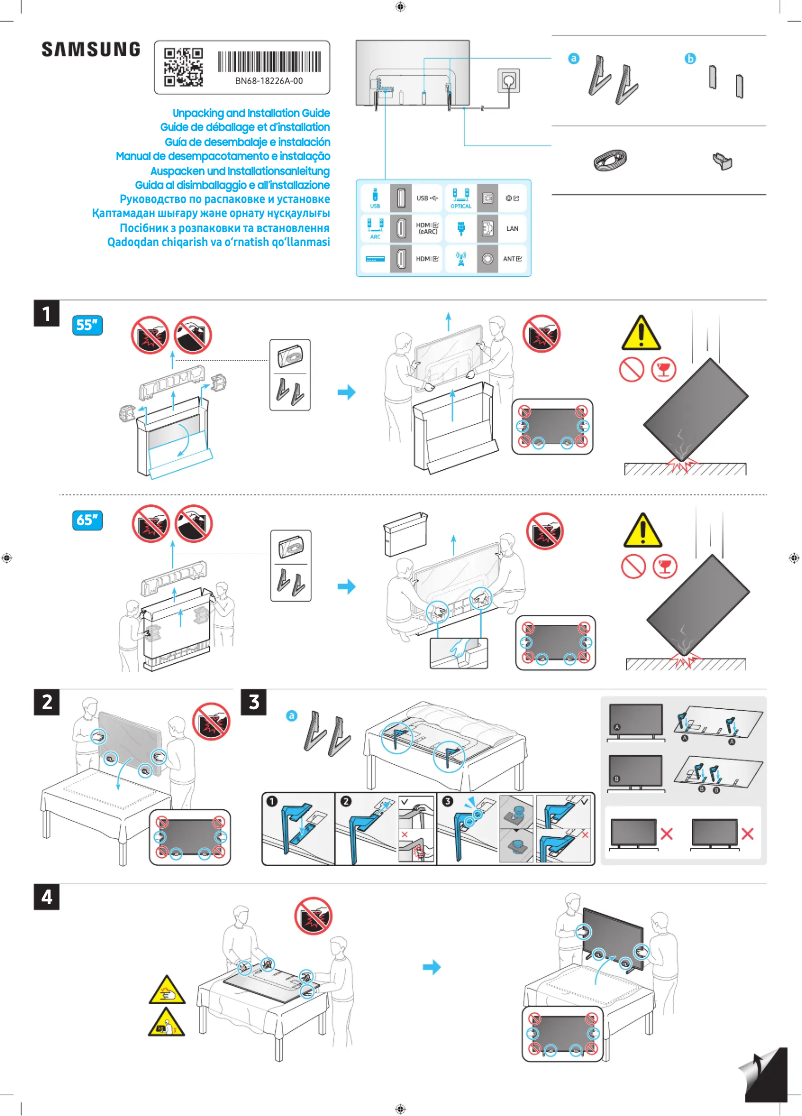 Page 1 of the manual Installation Guide Samsung GQ55S85D