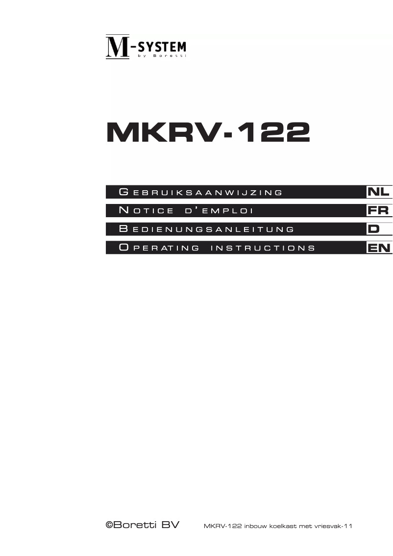 Page 1 of the manual User Manual M-System MKRV-122