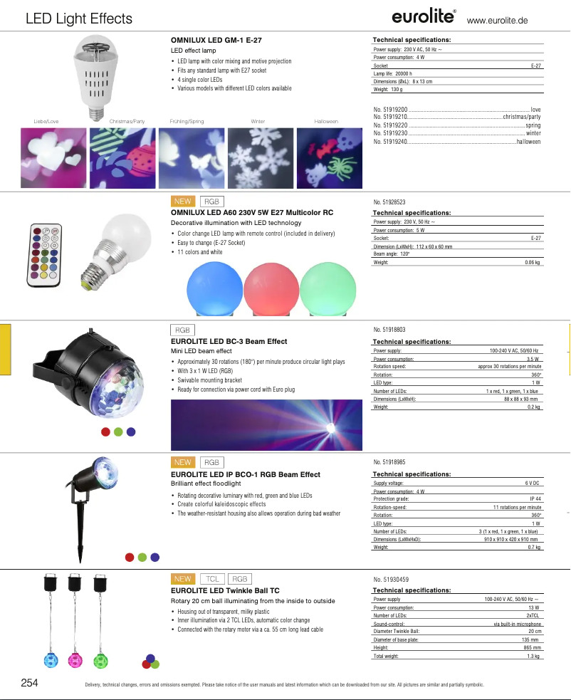Page 1 of the manual Catalogue Eurolite LED Twinkle Ball TC