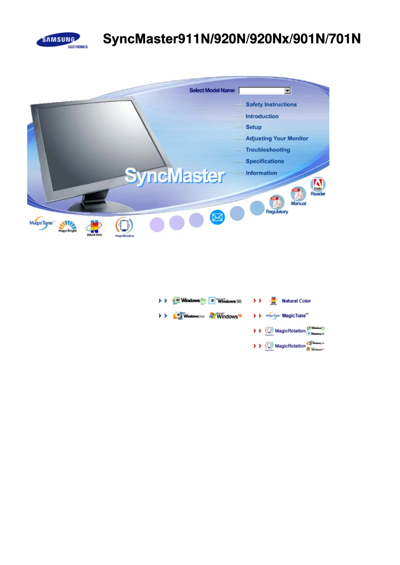 First page image of the manual for SyncMaster 920T