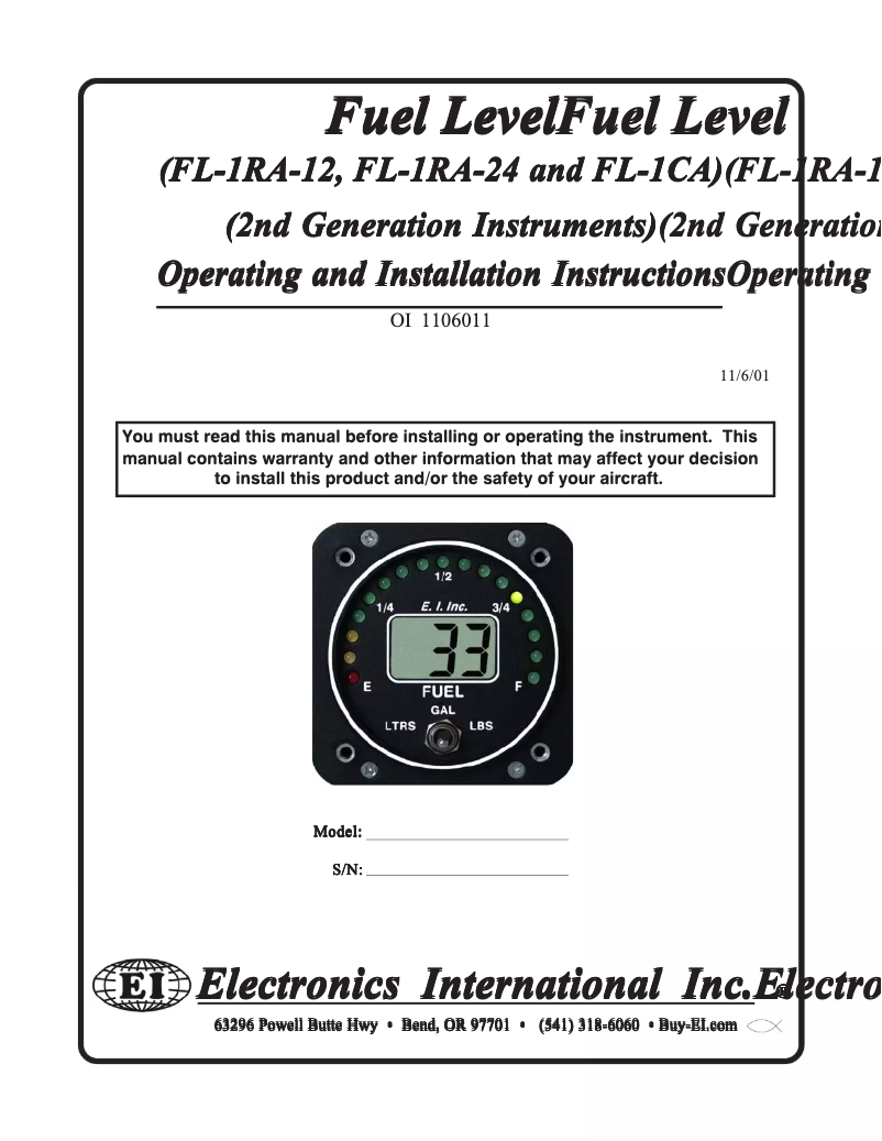 First page image of the manual for FL-1CA