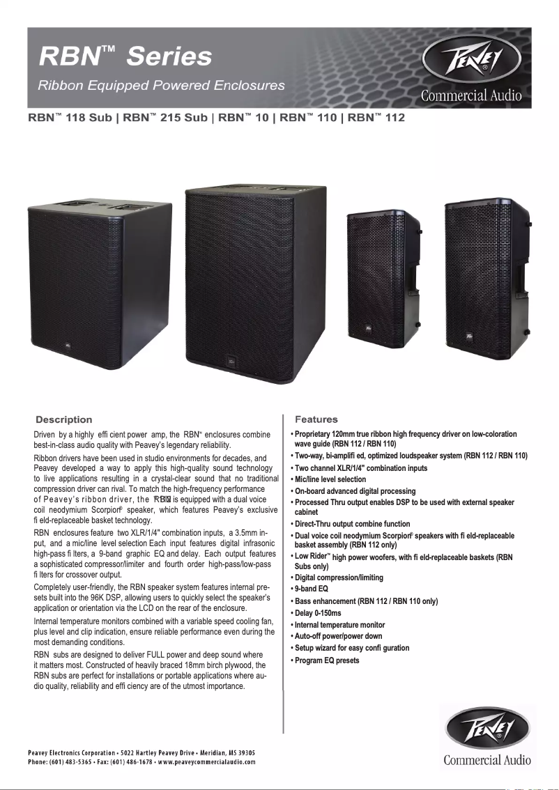 First page image of the manual for RBN 118 Sub