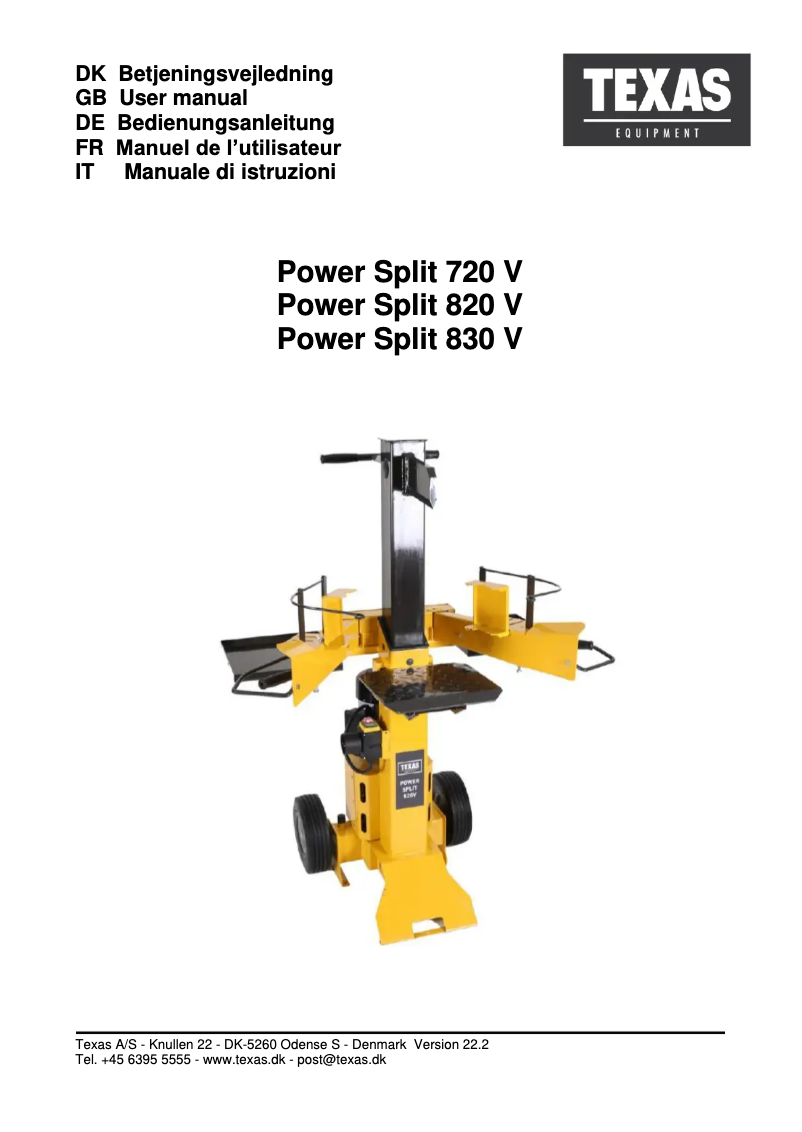 First page image of the manual for Power Split 720V