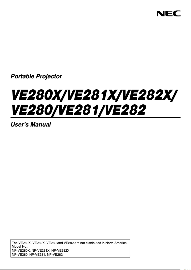 First page image of the manual for NP-VE281