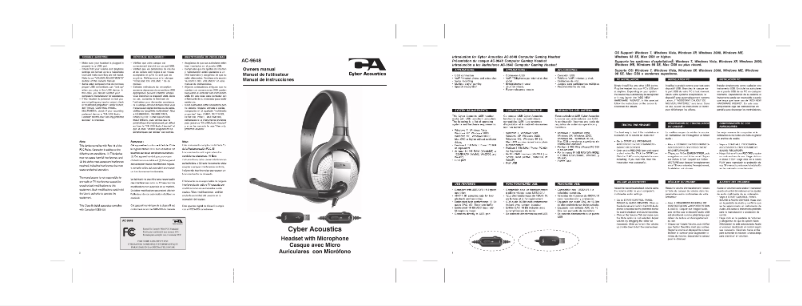 Page 1 of the manual User Manual Cyber Acoustics AC-9648