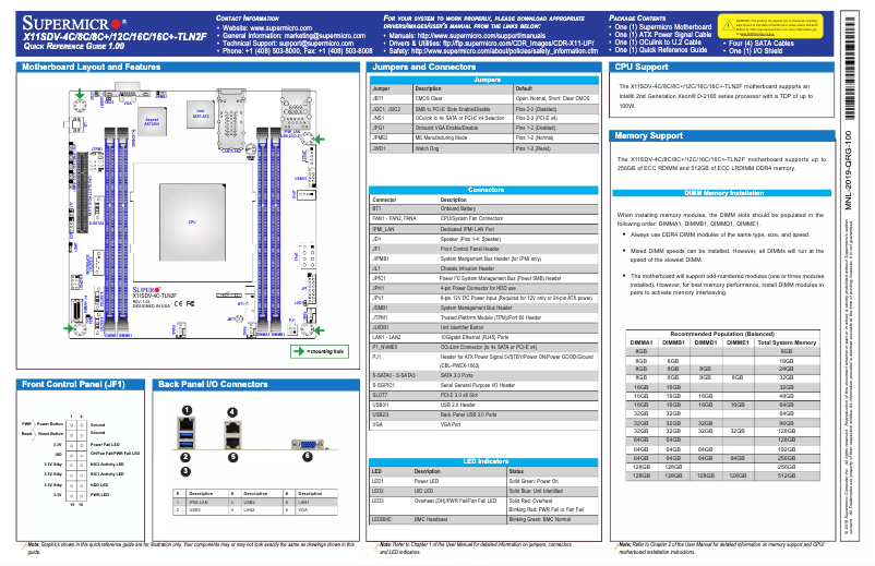First page image of the manual for X11SDV-12C-TLN2F