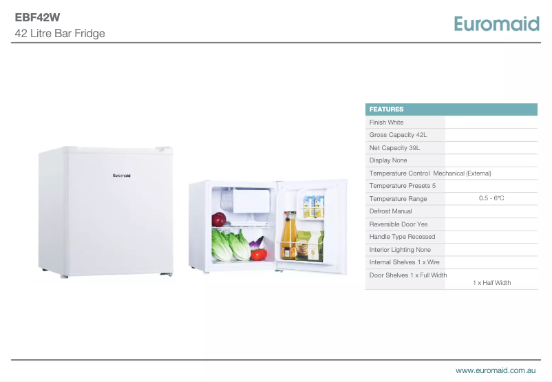 First page image of the manual for EBF42W