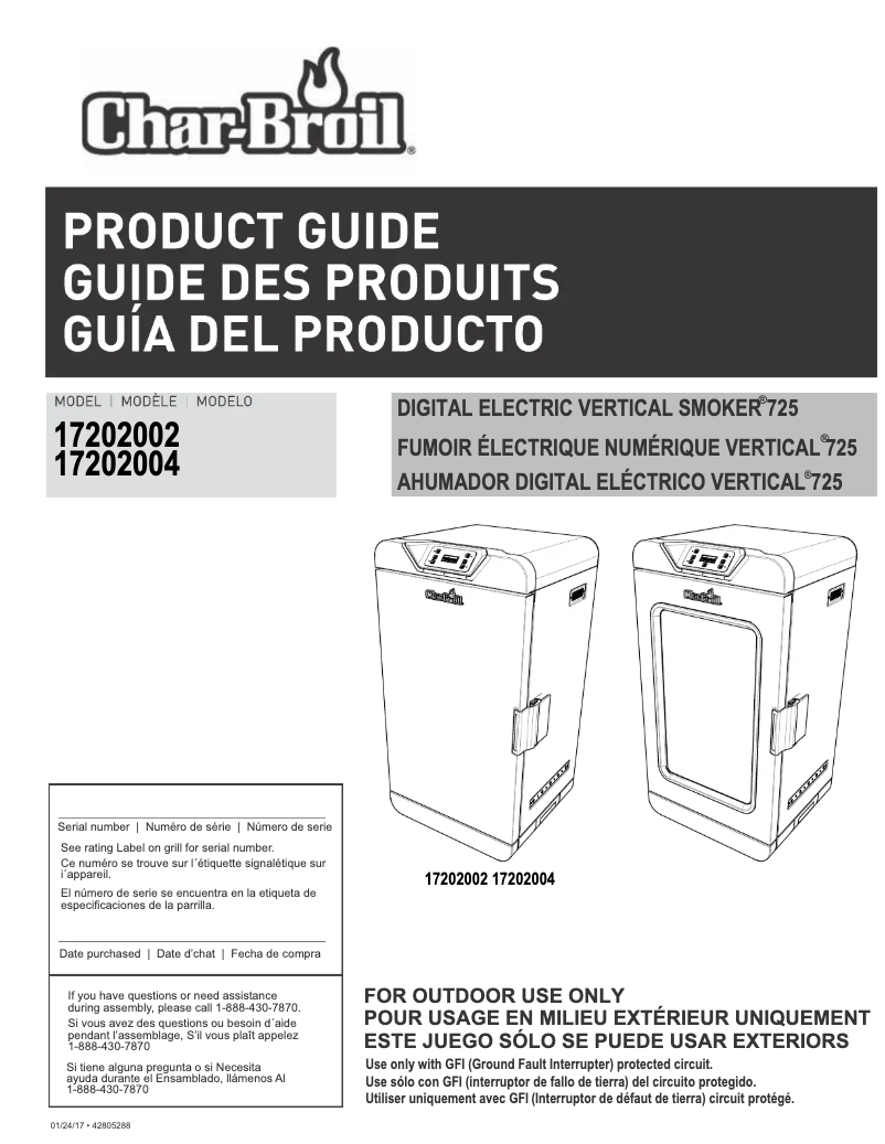 Page 1 of the manual Brochure Char-Broil 17202002