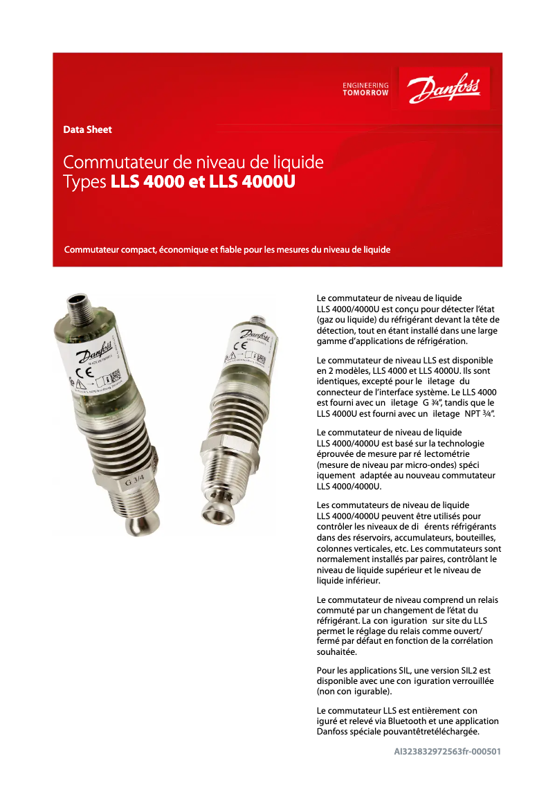 Page 1 of the manual Technical Sheet Danfoss LLS 4000