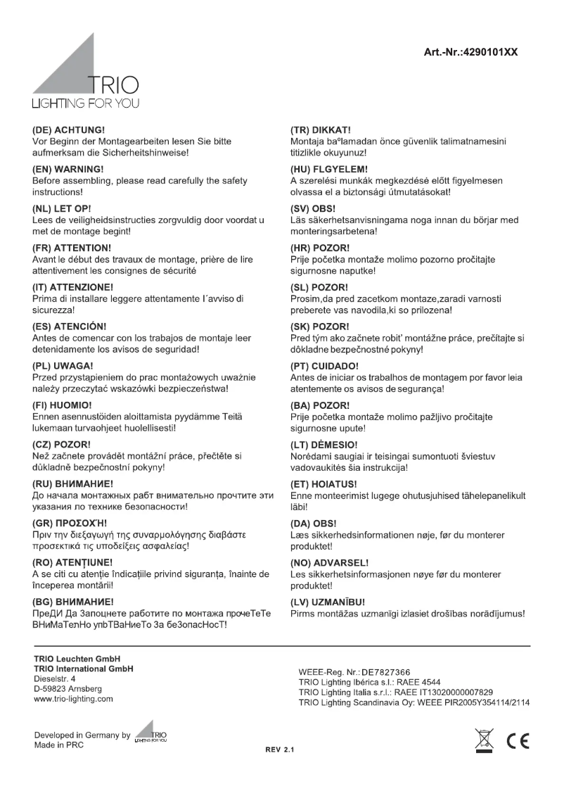 First page image of the manual for Avus 429010107