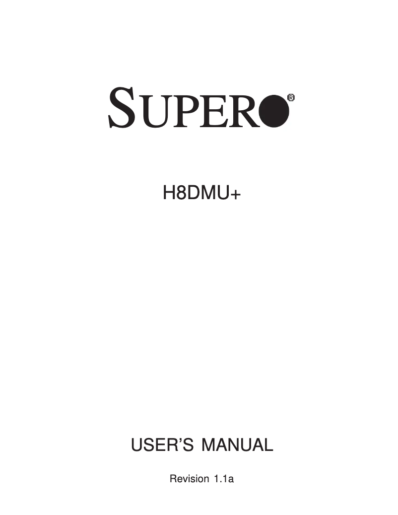 First page image of the manual for MBD-H8DMU+-B
