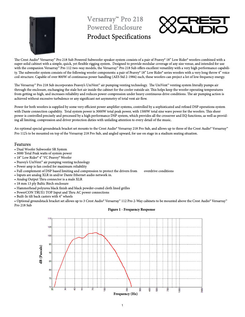 First page image of the manual for Versarray 218 MKIII