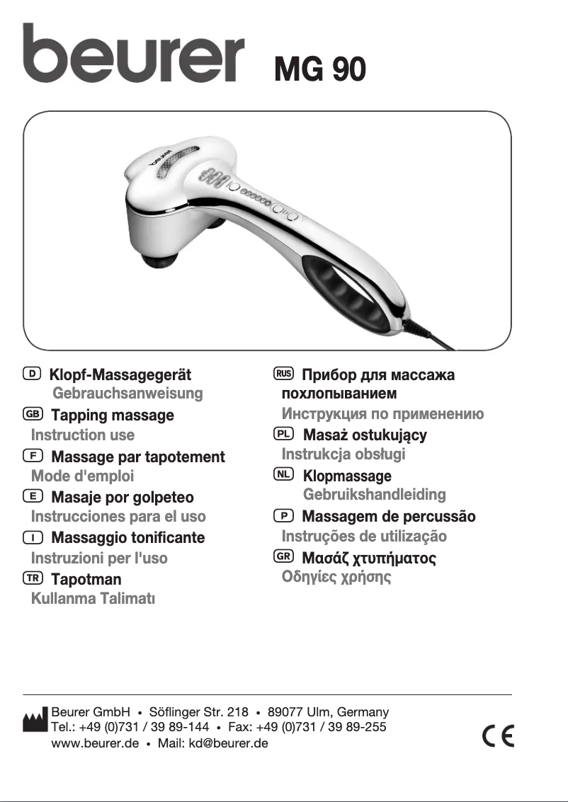 Page 1 of the manual User Manual Beurer MG 90