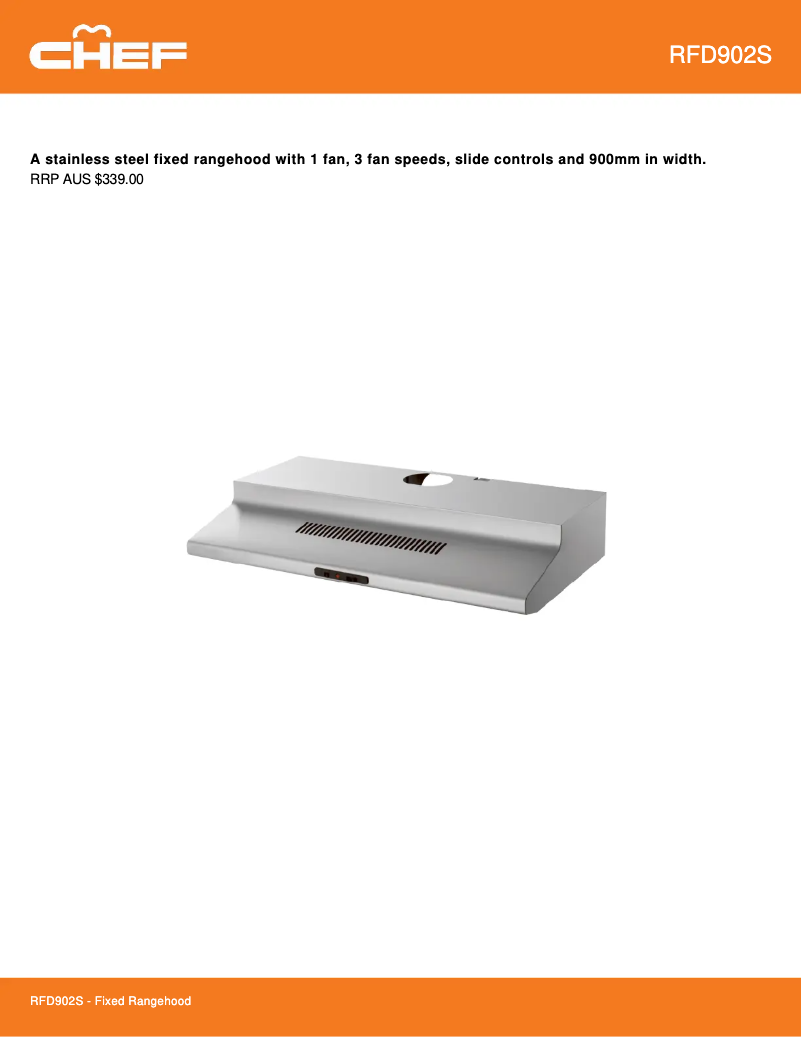 Page 1 of the manual Technical Sheet Chef RFD902S