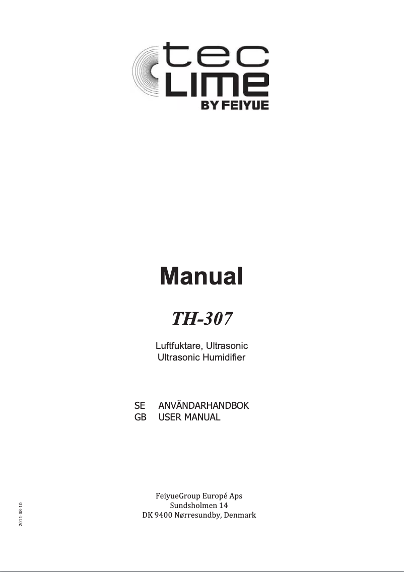 Page 1 of the manual User Manual TecLime TH-307