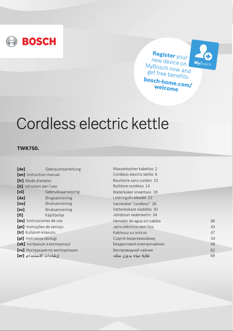 Page 1 of the manual User Manual Bosch TWK7502