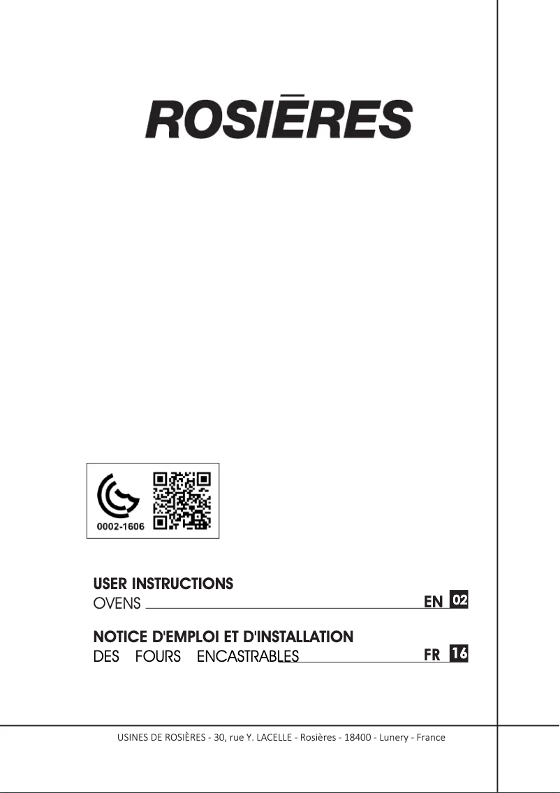 Page 1 of the manual User Manual Rosieres RFZP6977IN