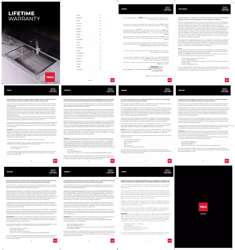 Page 1 of the manual Instruction Manual Teka TU 35.18-8 2B