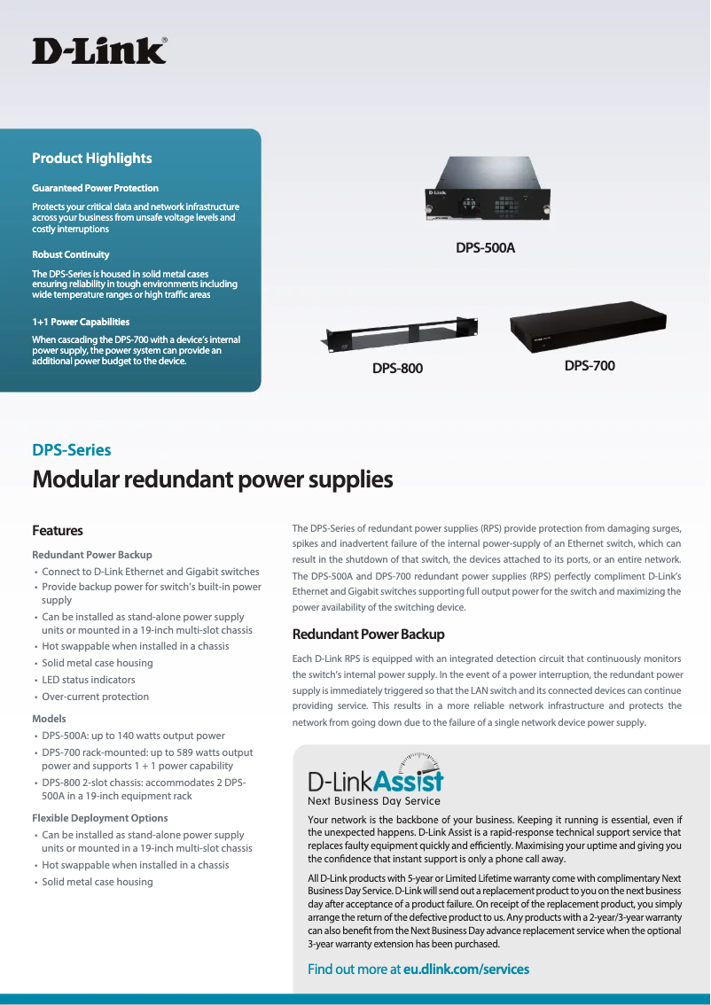 First page image of the manual for DPS-800