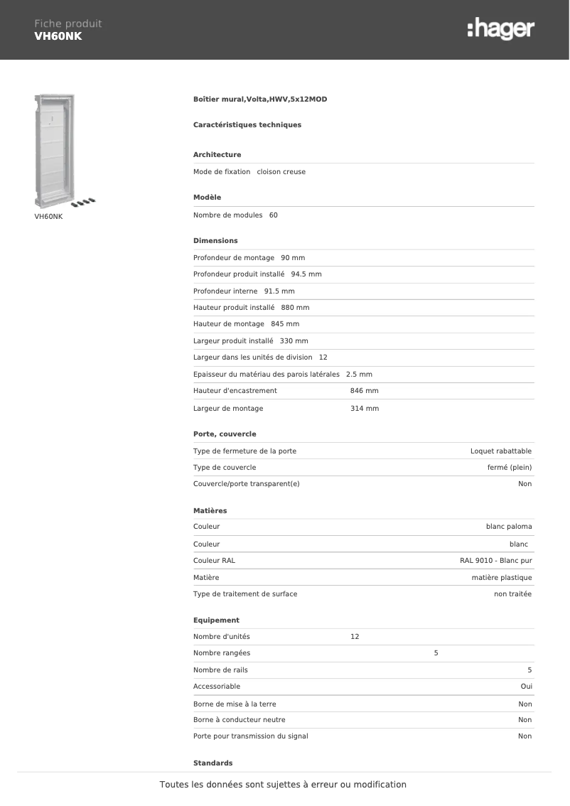 First page image of the manual for VH60NK