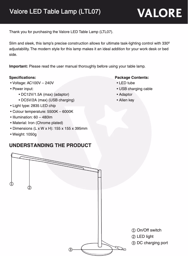 First page image of the manual for LTL07