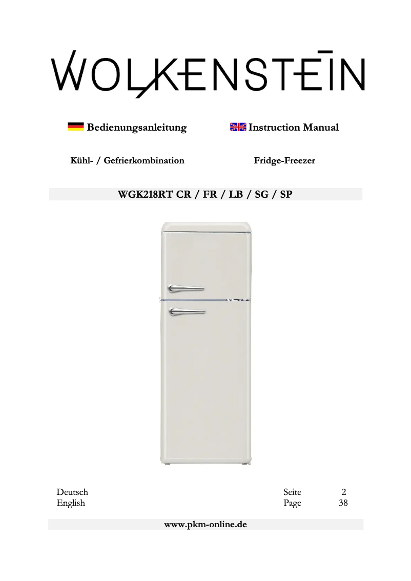 Page 1 of the manual User Manual Wolkenstein WGK218RT SP