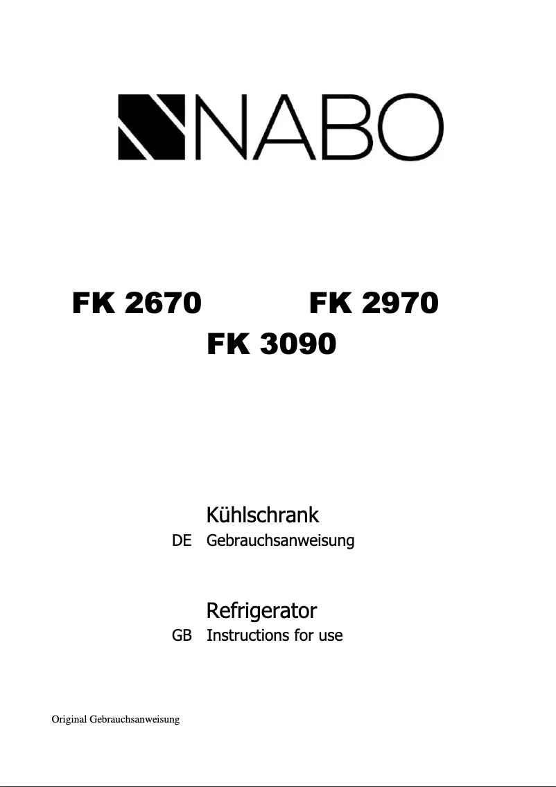 Page 1 of the manual User Manual Nabo FK 2970
