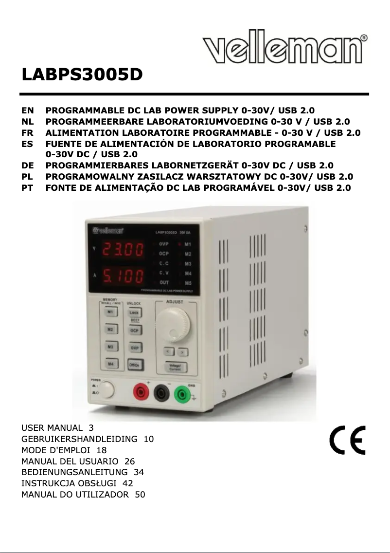 Page 1 of the manual User Manual Velleman LBPS3005DN