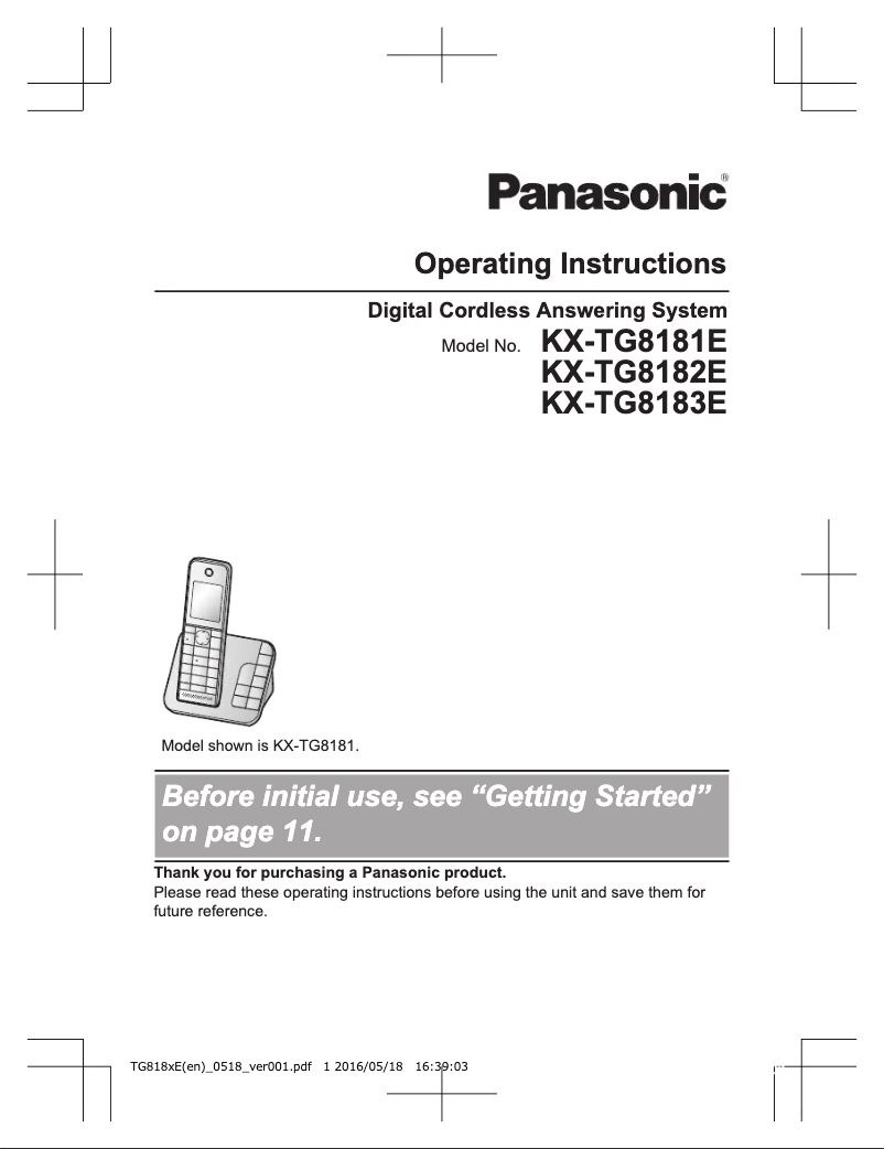 First page image of the manual for KX-TG8181E