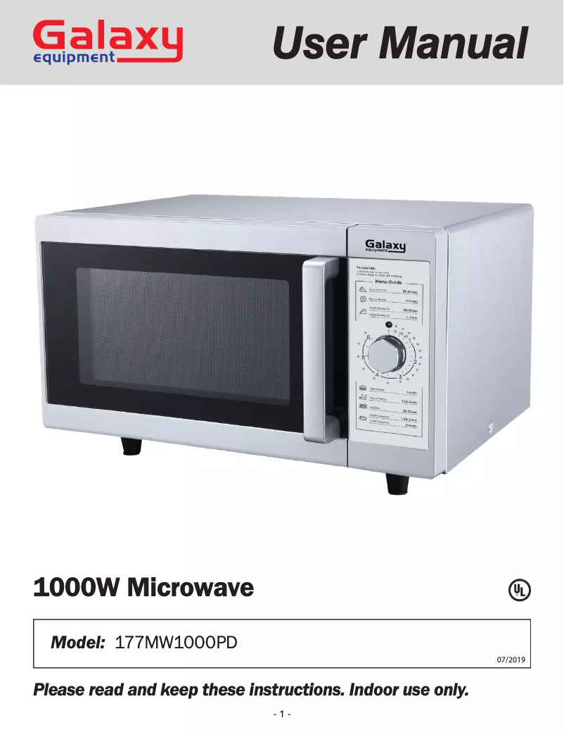 First page image of the manual for MW1000PD