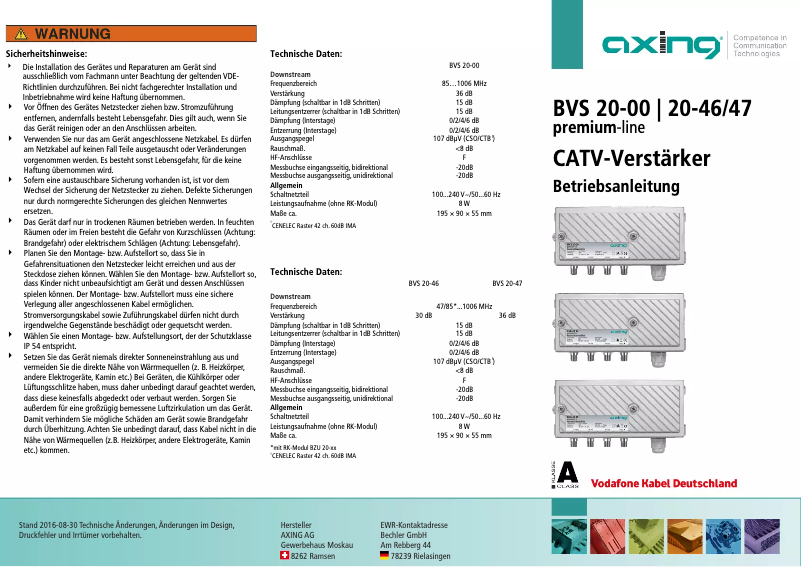 Image de la première page du manuel de l'appareil BVS02000