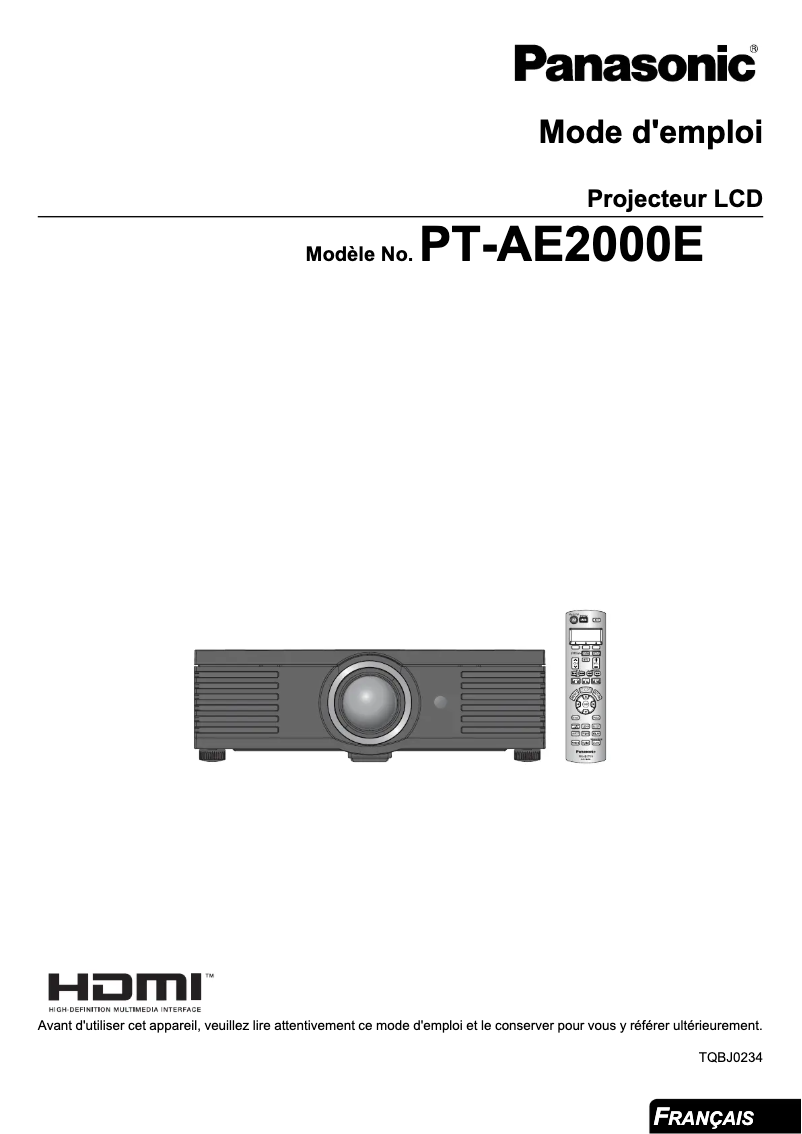 First page image of the manual for PT-AE2000E