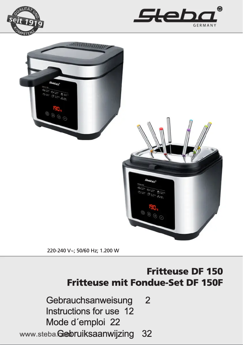 First page image of the manual for DF 150