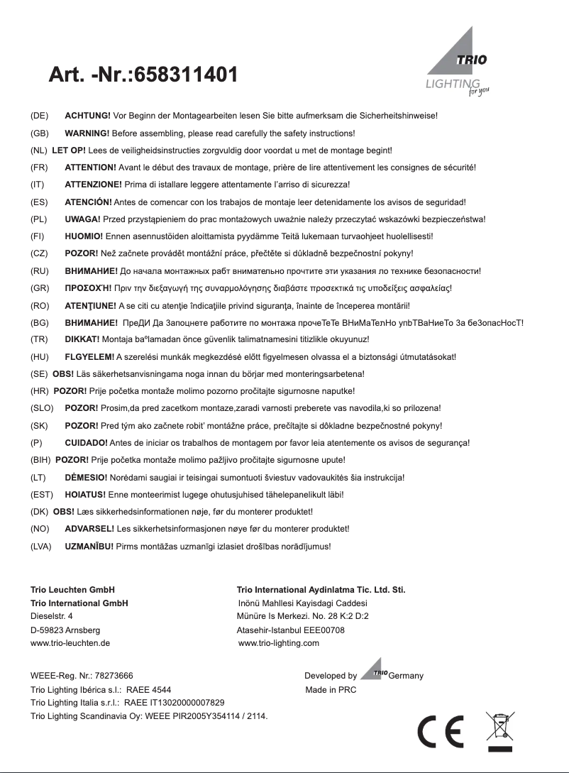 Page 1 of the manual User Manual Trio Lighting Converter