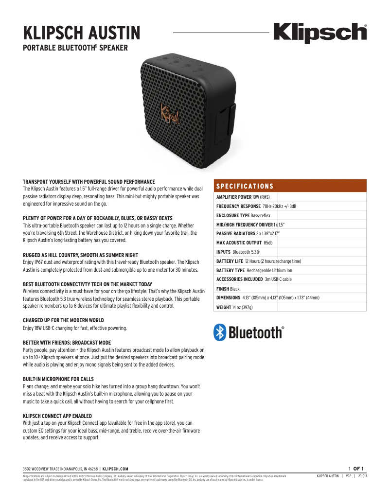 First page image of the manual for Austin