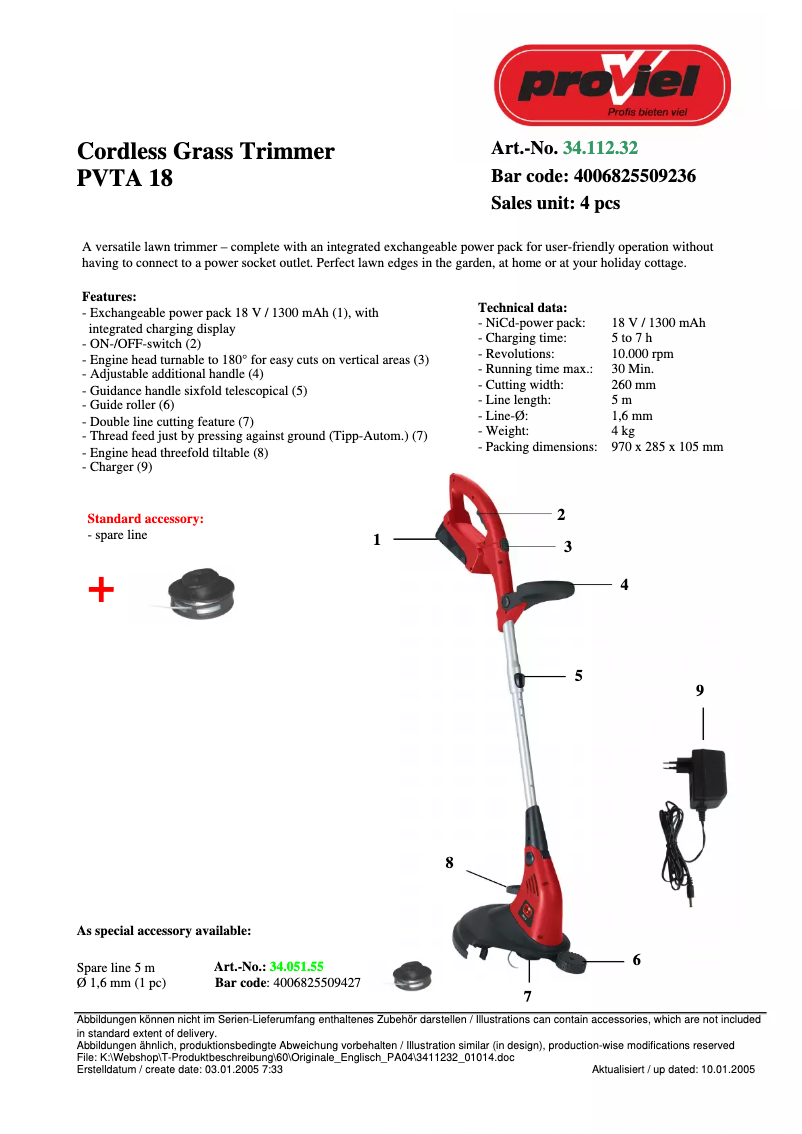Page 1 of the manual User Manual Proviel PVTA 18
