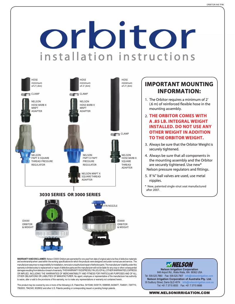 First page image of the manual for Orbitor