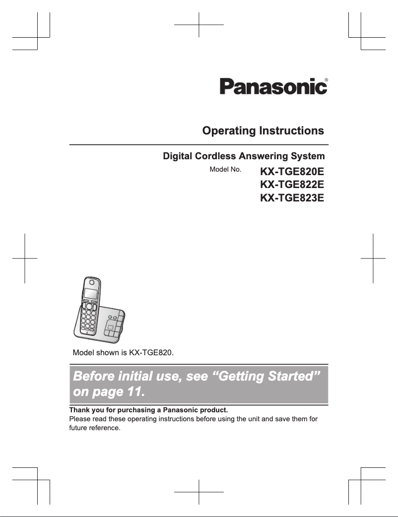 Page 1 of the manual User Manual Panasonic KX-TGE823E