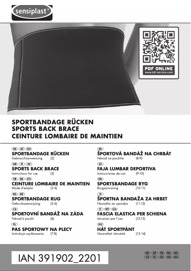 Page 1 of the manual User Manual Sensiplast IAN 391902