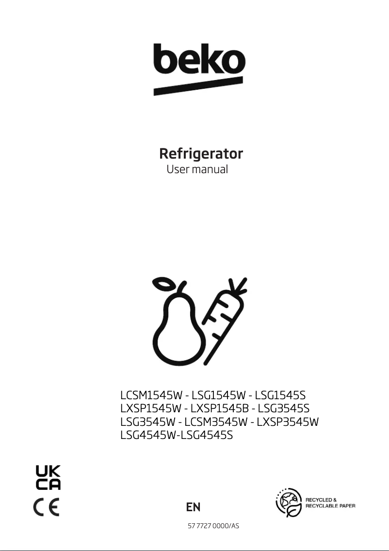 Page 1 of the manual User Manual Beko LSG4545S