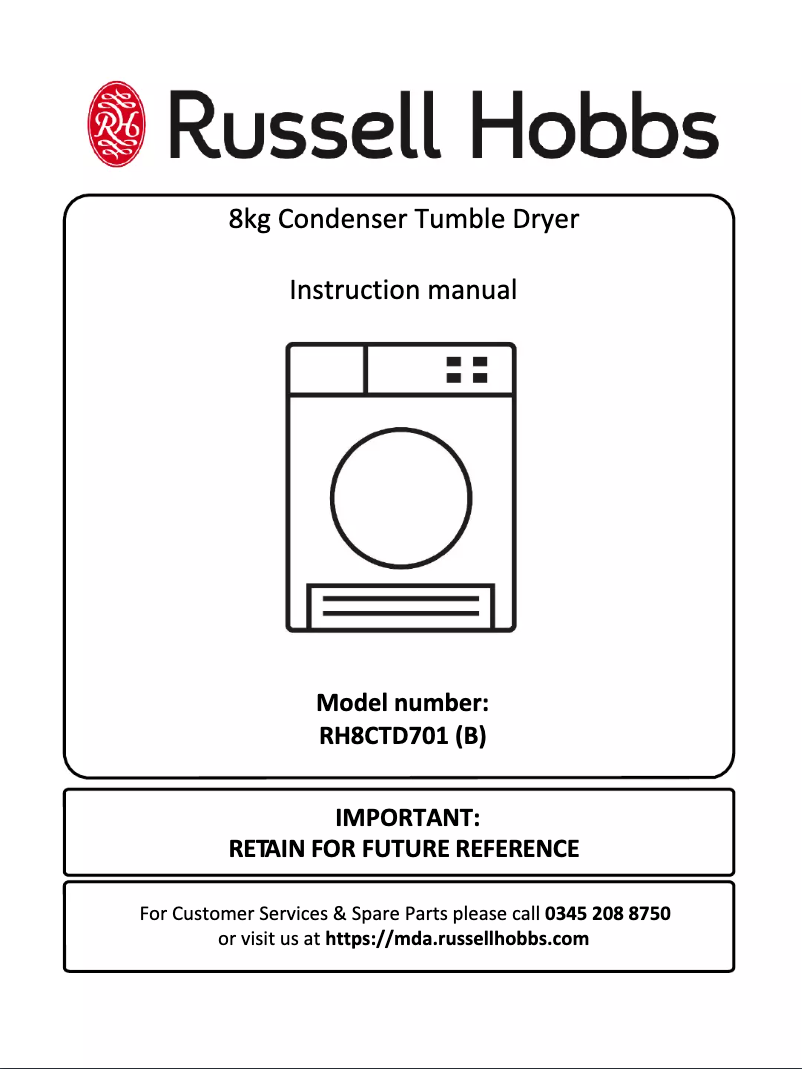 First page image of the manual for RH8CTD701