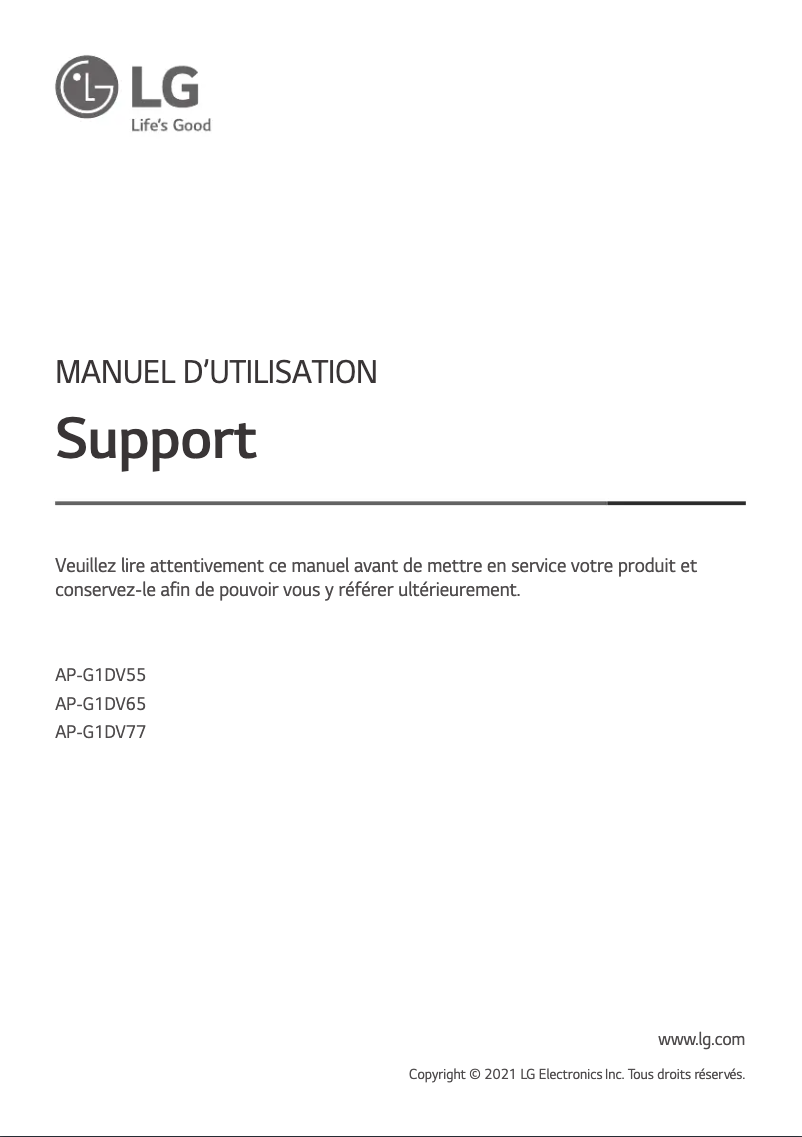 First page image of the manual for AP-G1DV65