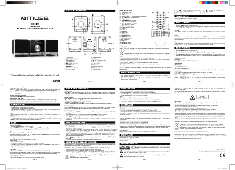 Image de la première page du manuel de l'appareil M57BT