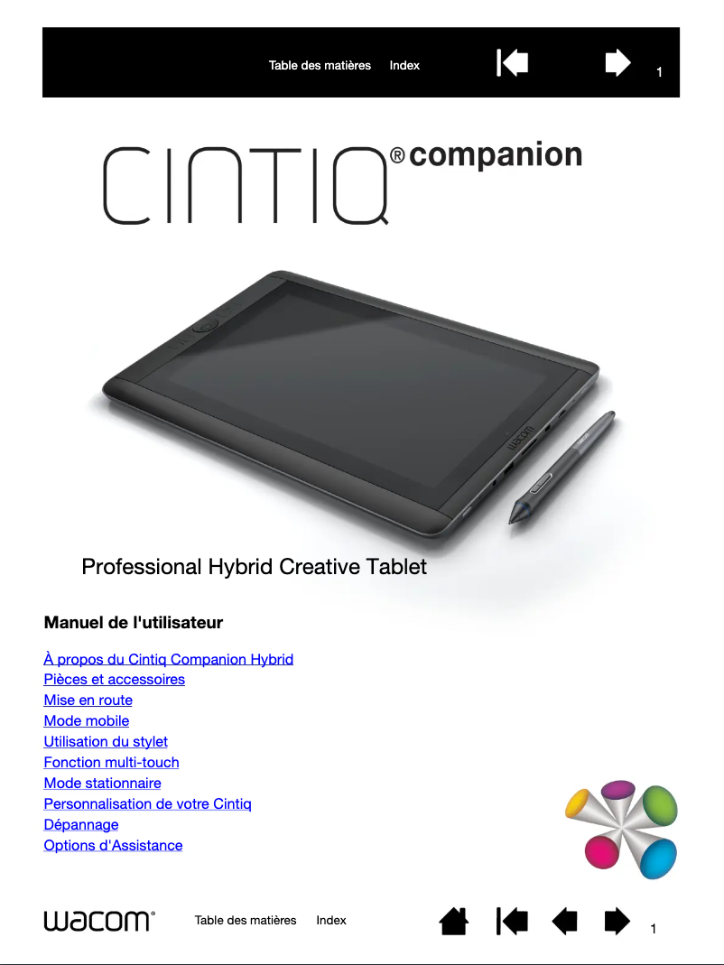 Page 1 of the manual User Manual Wacom CintiQ Companion Hybrid