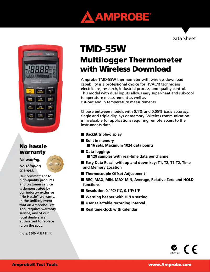 Page 1 of the manual Technical Sheet Amprobe TMD-55