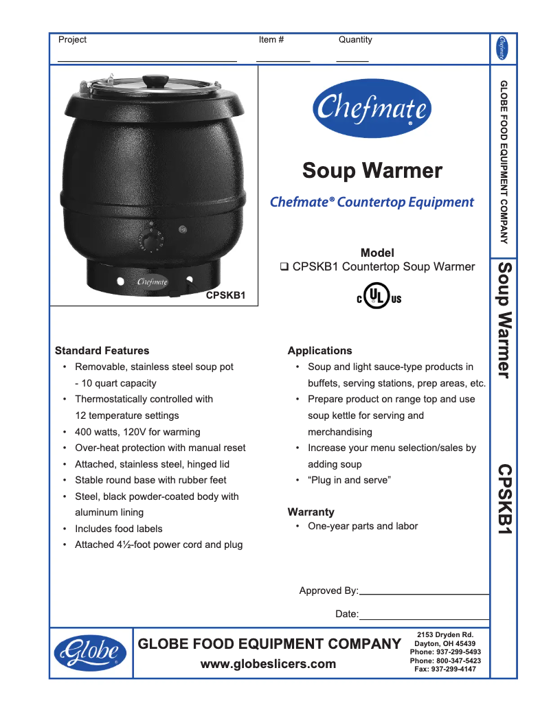 Page 1 of the manual Use and Maintenance Manual Globe CPSKB1