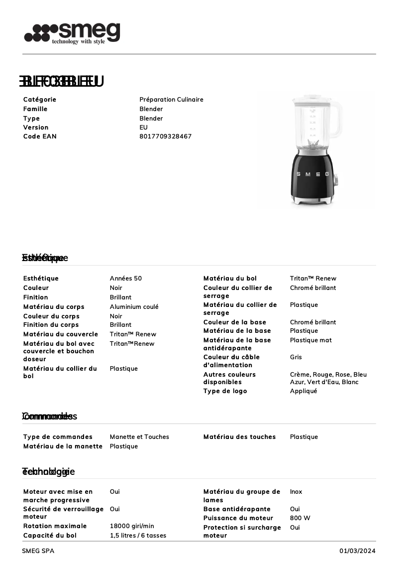 First page image of the manual for BLF03