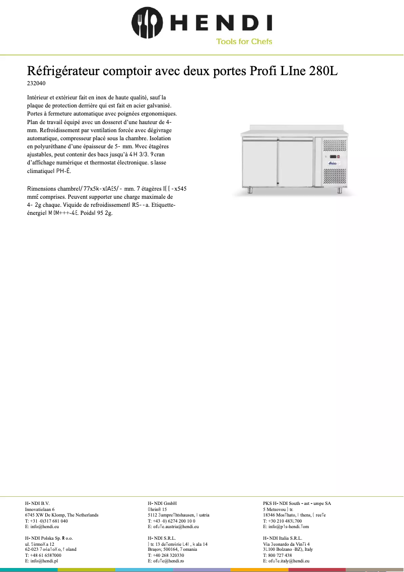 Page 1 of the manual Technical Sheet Arktic 232040