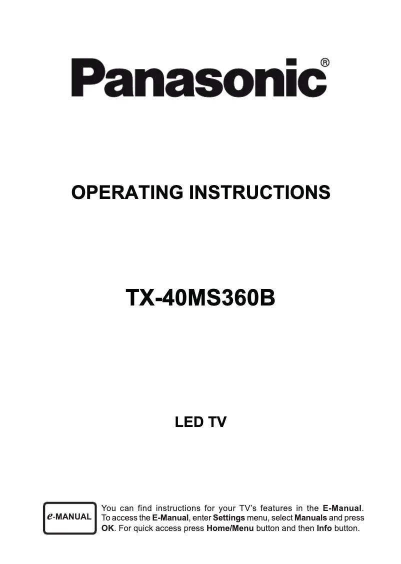 First page image of the manual for TX-40MS360B